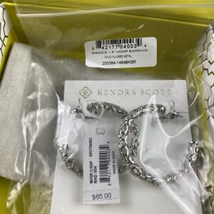 Kendra Scott Maggie Filigree 1.5 Hoop Earrings Silver Plated Fashion Jewelry NWT